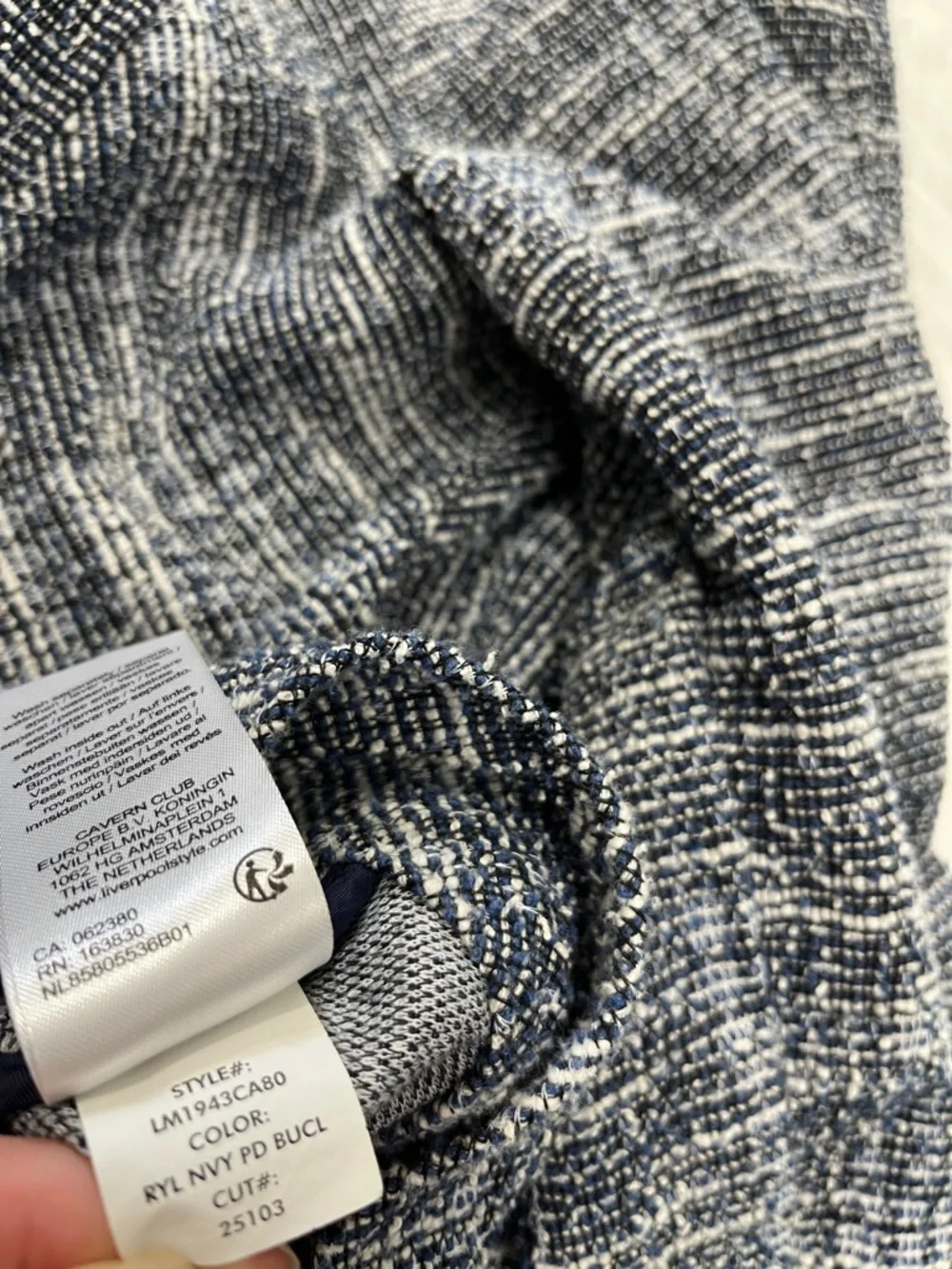 Liverpool Tweed Boucle Motorcycle‎ Blazer Jacket Navy white xl